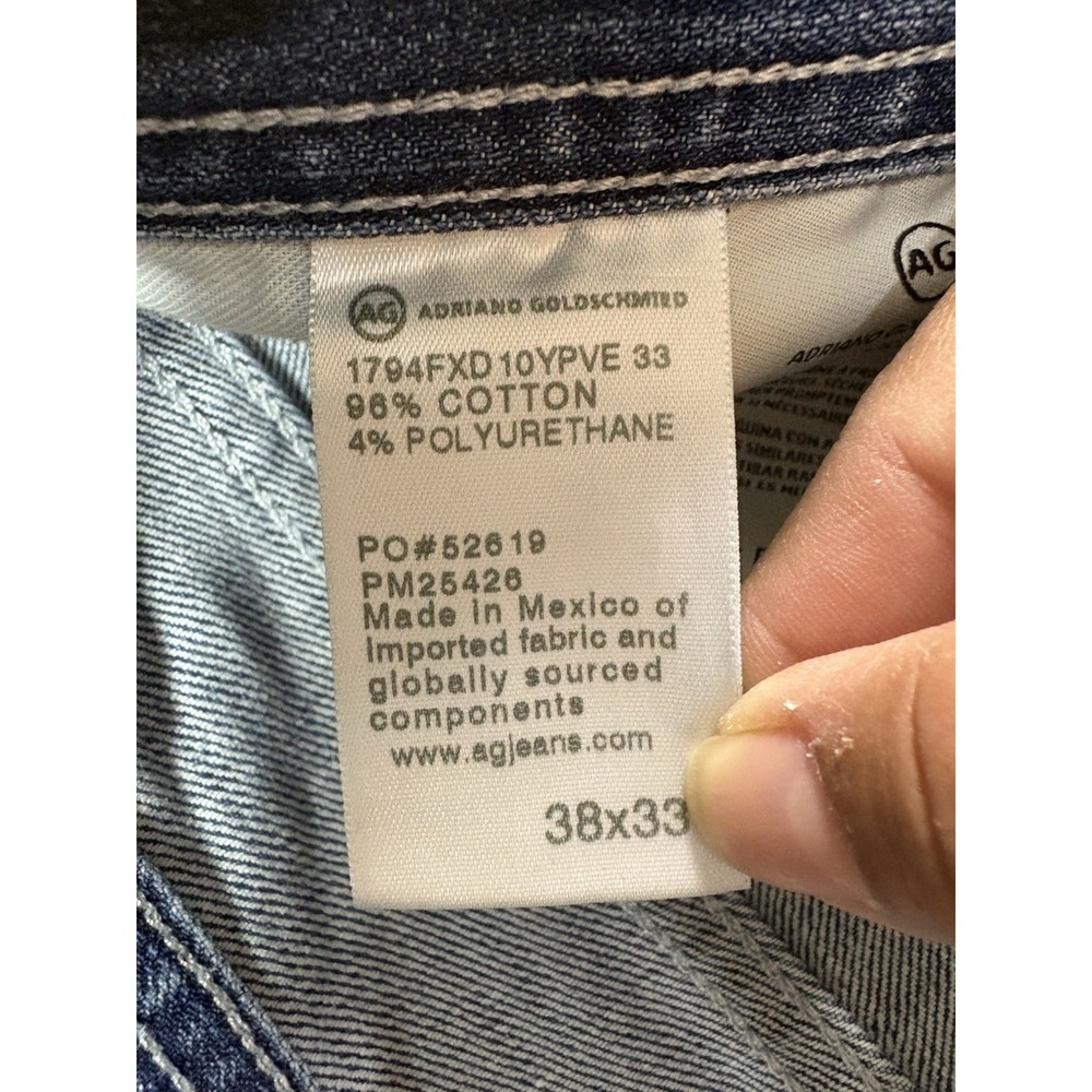 Adriano Goldschmied AG Everette Slim Straight Jeans Men 38x33 Blue Denim Casual - Picture 5 of 12